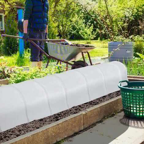 Relaxdays Plant Tunnel, 7 m Long, Protection against Pests, for Flower Beds, Fine-meshed Anti-bird Net, Fleece, White