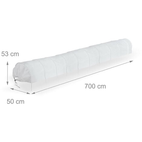 Relaxdays Plant Tunnel, 7 m Long, Protection against Pests, for Flower Beds, Fine-meshed Anti-bird Net, Fleece, White