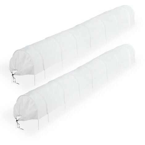 Relaxdays Plant Tunnel, 2x Set, 5 m Long, Protection against Pests, Flower Beds, Fine-mesh Anti-bird Net, Fleece, White