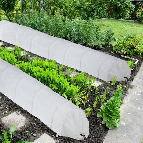 Relaxdays Plant Tunnel, 2x Set, 5 m Long, Protection against Pests, Flower Beds, Fine-mesh Anti-bird Net, Fleece, White