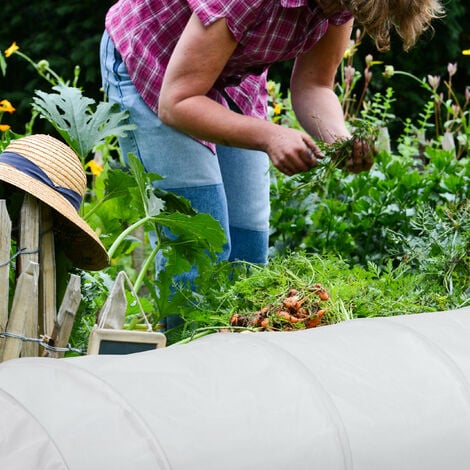 Relaxdays Plant Tunnel, 2x Set, 5 m Long, Protection against Pests, Flower Beds, Fine-mesh Anti-bird Net, Fleece, White