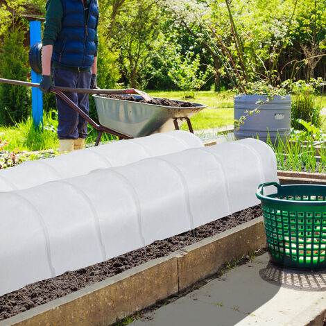 Relaxdays Plant Tunnel, 2x Set, 7 m Long, Protection against Pests, Flower Beds, Fine-mesh Anti-bird Net, Fleece, White