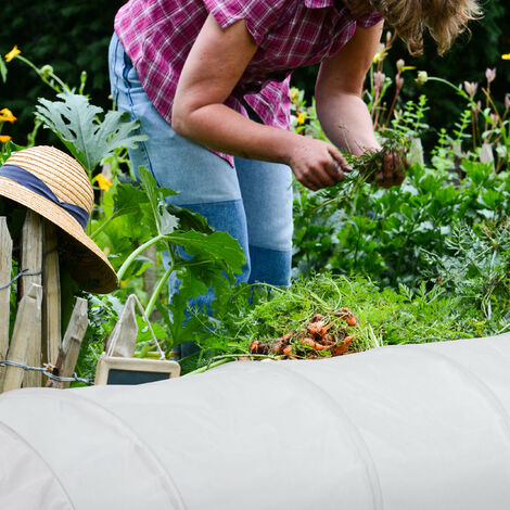 Relaxdays Plant Tunnel, 2x Set, 7 m Long, Protection against Pests, Flower Beds, Fine-mesh Anti-bird Net, Fleece, White