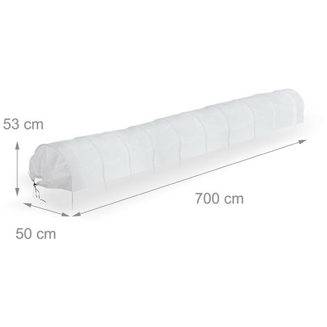 Relaxdays Plant Tunnel, 2x Set, 7 m Long, Protection against Pests, Flower Beds, Fine-mesh Anti-bird Net, Fleece, White