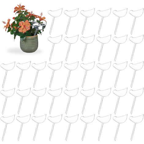 Relaxdays 40x Watering Balls, Automatic Drip, Bird-shaped Thirst Globe, 200 ml each, Irrigation Spheres, Transparent
