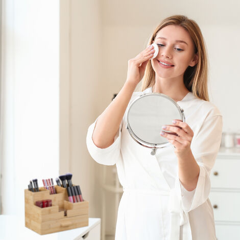 Relaxdays Bamboo Cosmetics Organiser, Multifunctional, 4 Compartments Drawer Desk Storage Natural 49967793 - View #2