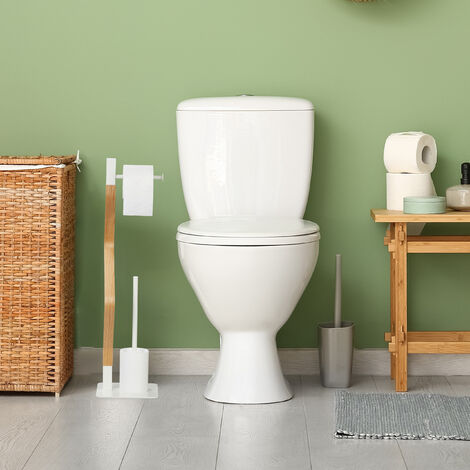 Relaxdays WC Set With Paper Roll Stand, Toilet Brush & Holder, Bathroom Accessories, HxWxD