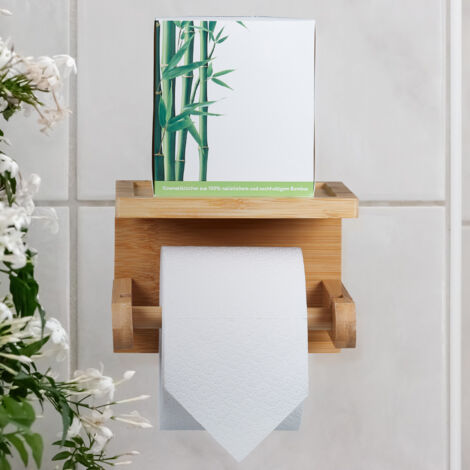 Croydex Toilet Roll Holder - Black & Bamboo