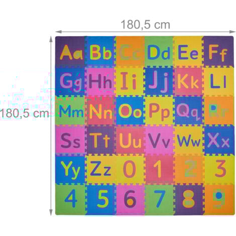 Relaxdays Puzzle Mat, ABC and Numbers, 90 pieces, Playmat for