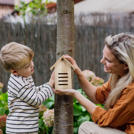 Oramics Ladybird House Hotel - Pine Wood Insect Hotel With Waterproof Metal Roof, For Natural Garden Pest Control (23x17x12cm)