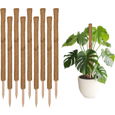 Relaxdays Coconut Sticks in Set of 10, Flexible Plant Rods, for ...