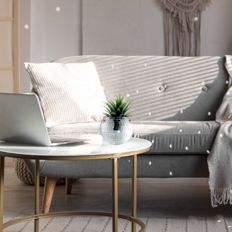Relaxdays Disco Ball Plant Pot, Hanging Flowerpot, with Stand, Glass, H x Ø: 13 x 15 cm, Suspension Planter, Silver