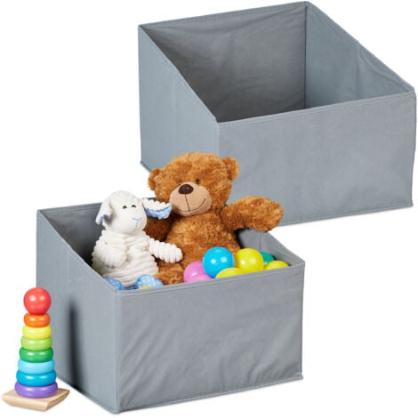 Relaxdays Storage Box Set of 2, Foldable Shelf Storage, HWD: 30 x 37 x 34 cm, Trapezoidal, Non-Woven Fabric, Grey