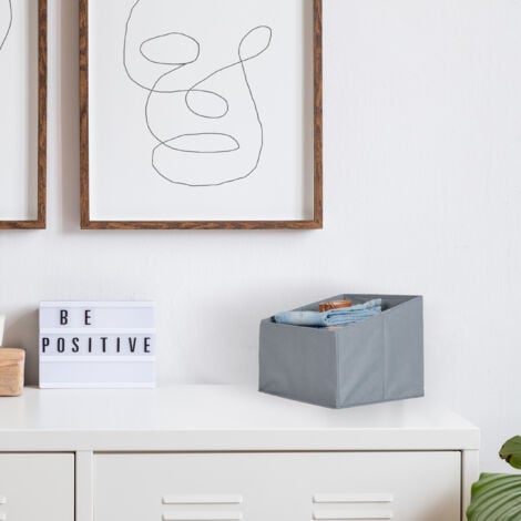 Relaxdays Storage Box Set of 2, Foldable Shelf Storage, HWD: 30 x 37 x 34 cm, Trapezoidal, Non-Woven Fabric, Grey