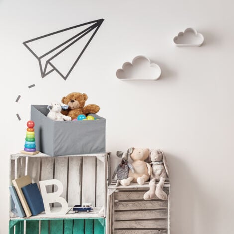Relaxdays Storage Box Set of 2, Foldable Shelf Storage, HWD: 30 x 37 x 34 cm, Trapezoidal, Non-Woven Fabric, Grey