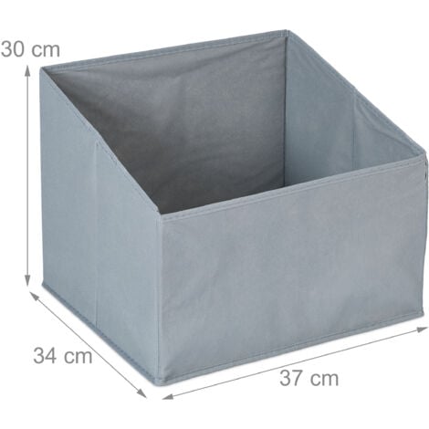 Relaxdays Storage Box Set of 2, Foldable Shelf Storage, HWD: 30 x 37 x 34 cm, Trapezoidal, Non-Woven Fabric, Grey
