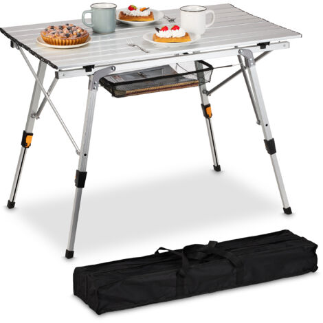 Relaxdays Folding table, Height-adjustable, Aluminium, Portable