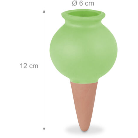 Relaxdays waterdruppelaar, 4 stuks, druppelaar planten, 1.5 L flessen, H x D: 11.5 x 4.5 cm, terracotta
