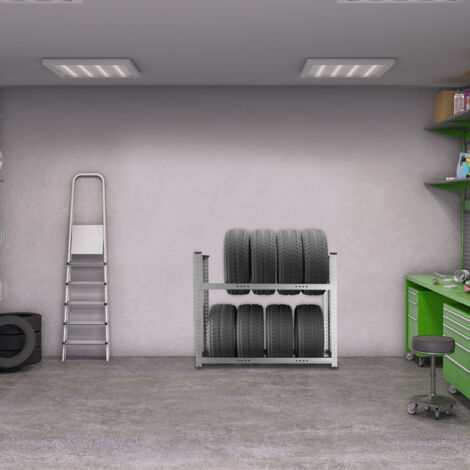 Relaxdays Car Tyre Rack, for 8 Tyres, 102 x 124 x 48 cm, Garage Shelf ...