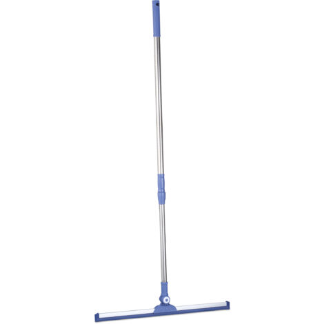 Relaxdays Water Scraper with Telescopic Handle, Shower and Windows Cleaner, Rubber Lip, Stainless Steel, Silver/Blue