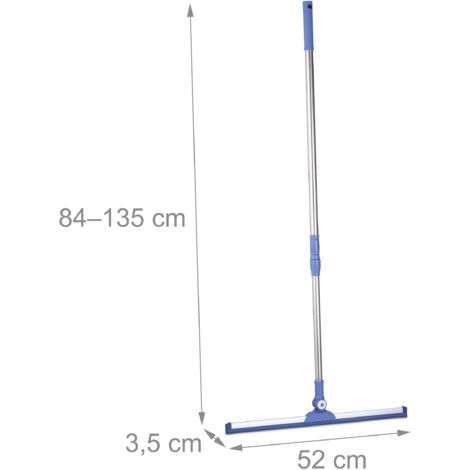 Relaxdays Water Scraper with Telescopic Handle, Shower and Windows Cleaner, Rubber Lip, Stainless Steel, Silver/Blue