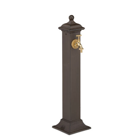 Relaxdays Standing Water Fountain, Antique Look, with Golden Tap, Garden, Patio, Faucet, HWD: 71 x 17 x 21 cm, Brown (1/5)