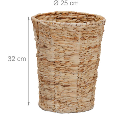 Relaxdays Waste Paper Bin Made Of Water Hyacinth, Kitchen...