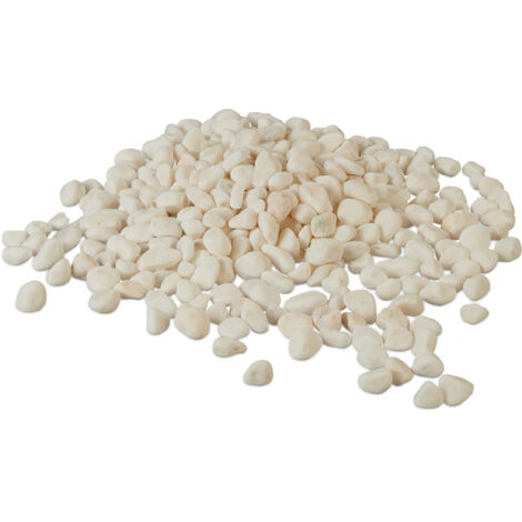 Relaxdays Marble Pebbles, 10 kg, Decorative Stones, 5 - 15mm, Garden Decor, Flower Beds & Pots, Ornamental Gravel, White