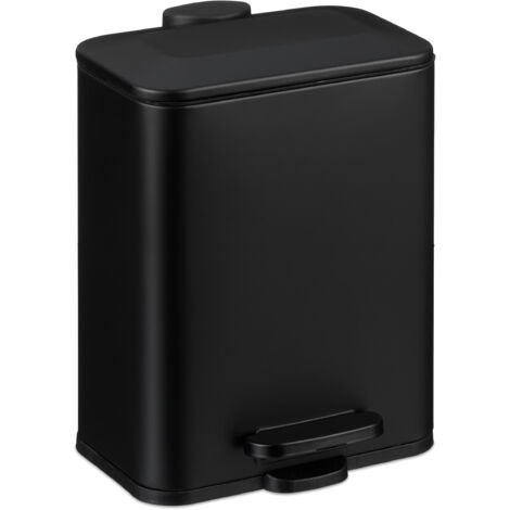 Relaxdays Cosmetics Waste Bin, 5 Litre, Bathroom Soft-Close Trash Can ...