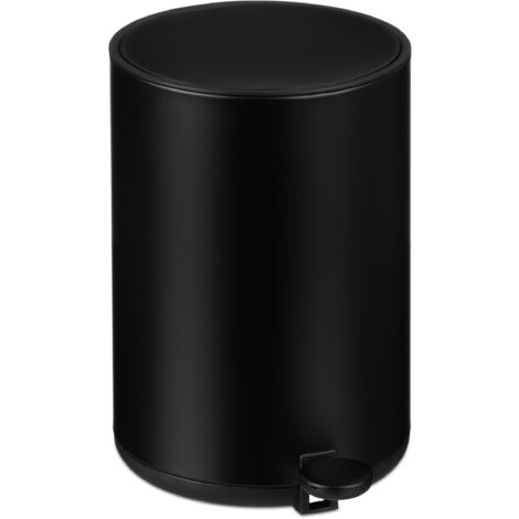 Relaxdays Bathroom Waste Bin, 5L, Round, Soft-Close Cosmetics Trash Can ...