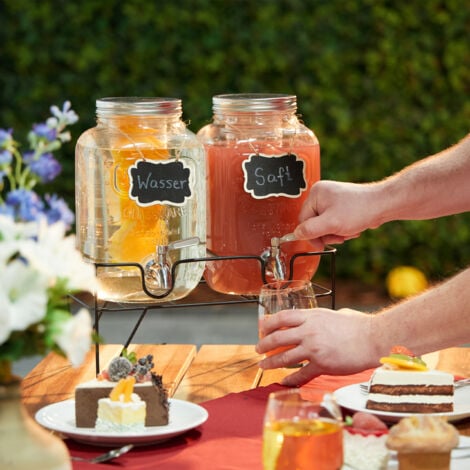 Relaxdays Set of Drink Dispensers, 4L Beverage Container, Party