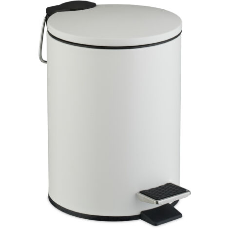 Relaxdays Bathroom Pedal Bin, 3 Litres, Soft-Close Lid, Removable Inner Bucket, Sanitary Disposal, Guest Toilet, White (1/5)