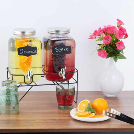 Relaxdays Hot Or Cold Drink Dispenser, Bamboo Stand