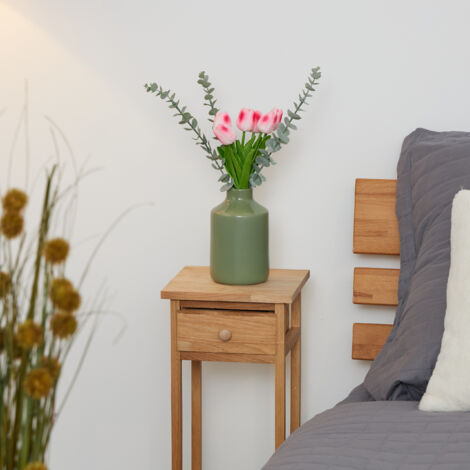 35 cm kunstmatige eucalyptus takken met glazen vaas