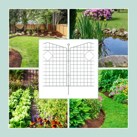 Relaxdays Garden Fence, 5 Panels, HxW: 78x75 cm Each, Arch, Pond Border, Flowerbed Edging, Push-In, Metal, Dark Green