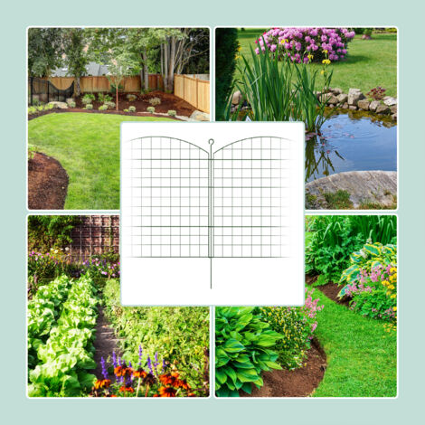 Relaxdays Garden Fence, 12 Border Panels for Pond, HxW: 78 x 75 cm each, Arch, Metal, Lawn & Bed Edging, Push-In, Green