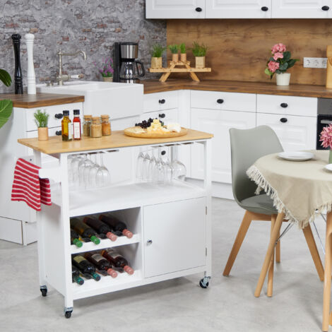 Relaxdays Kitchen Trolley Wine Rack & Glass Holder, 83x92x40 cm ...