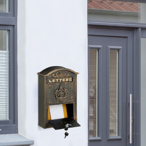 Letter Postbox Relaxdays Letterbox in Vintage Design, Ornate Postbox, 42 x 28 x 10 cm ...