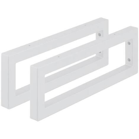 Relaxdays Wall Shelf Brackets, Set of 2, 45 cm, Steel, Supports for Washbasin & Shelving, Rectangular Design, White
