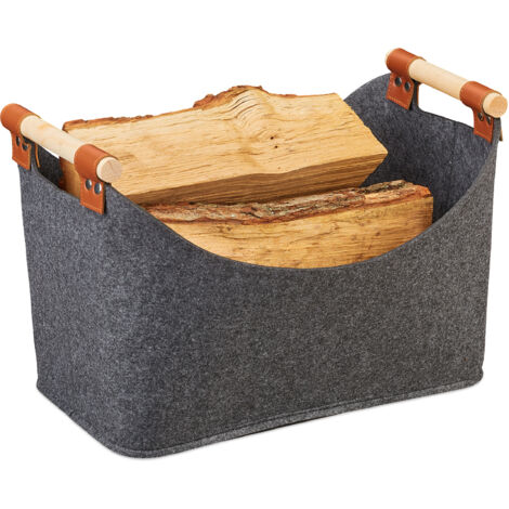 2 x felt bags, felt storage baskets, foldable storage box, felt bins with handles, HWD: 27 x 40 x 22 cm, anthracite