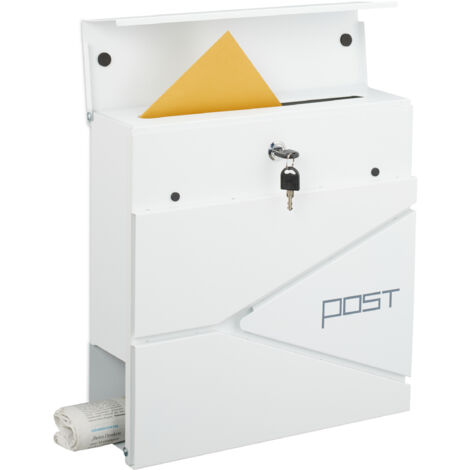 Relaxdays Mailbox, HxWxD 37 X 37 X 11 Cm, With Newspaper