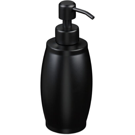 2 x refillable soap dispenser, 350 ml, stainless steel, for soap and shower gel, bathroom, kitchen, black
