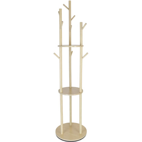 Relaxdays Lampe de chevet à 3 pieds, petite, bois et tissu, E14, design