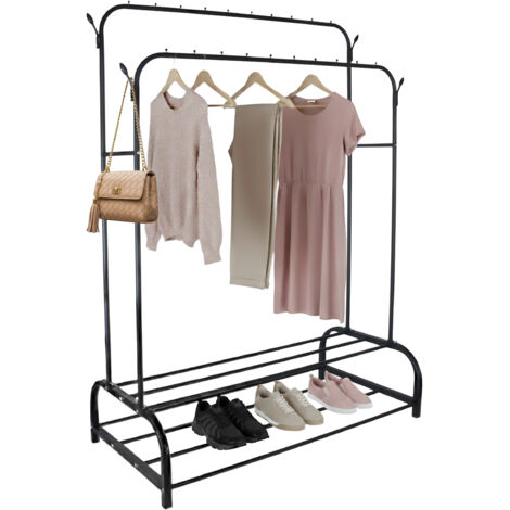 Relaxed Rack Relaxdays clothes rack, HxWxD: 155 x 110 x 55 cm, 2 shelves & 2 rods, 4 ...