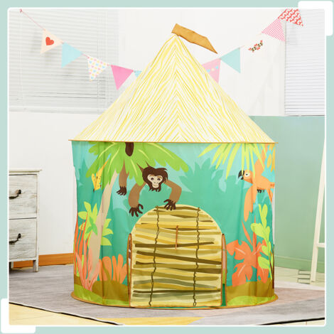 Relaxdays Speeltent Jungle – Kleurrijk Dierenthema, Voor Binnen En Buiten, Vanaf 3 Jaar