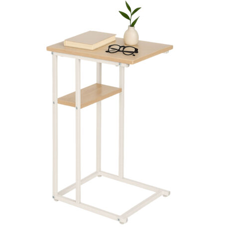 bijzettafel voor bank - hout - metaal - 61 x 37 x 38 cm - u-vorm