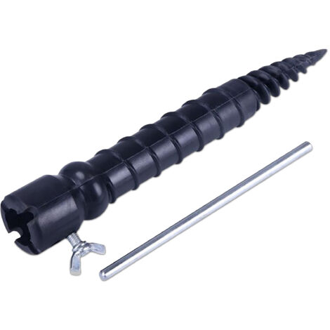 Relaxdays Ground Sleeve, for Parasols & Airers, Screw-in, 25 mm Pole Thickness, 29 cm Spike, Black (1/5)