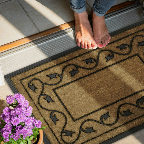 Relaxdays Large Doormat made of Natural Coir & Anti-Slip PVC