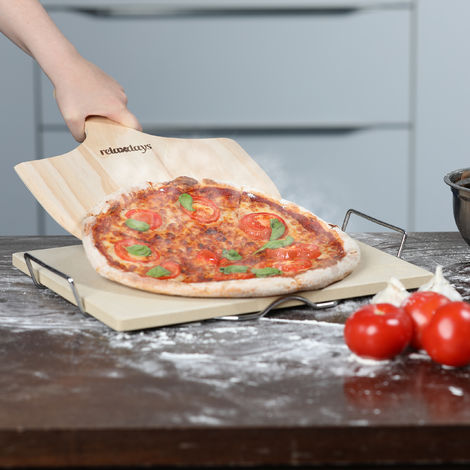 38 x 30 x 1.5 cm Hengda Cordierite Pizza Stone with Pizza Shovel for Oven and Gas Grill 