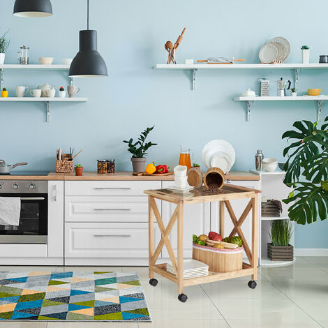 Relaxdays Wooden Kitchen Cart with ...